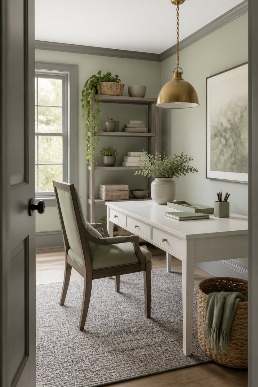 sage gray anchored office vignette