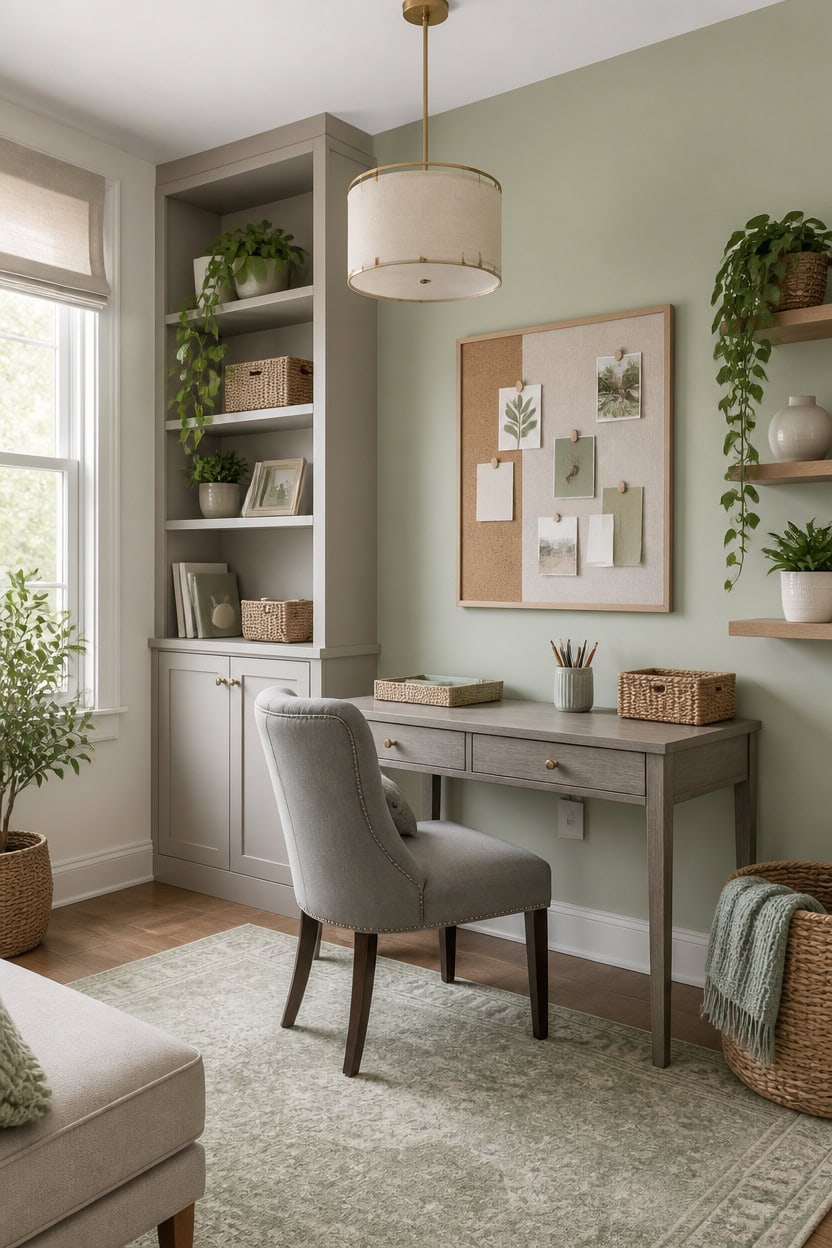 sage gray budgeted home office