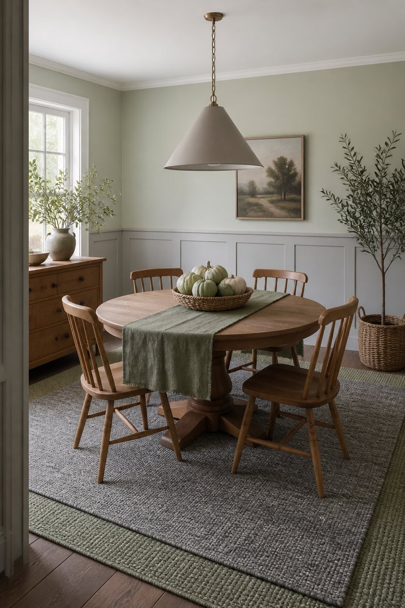 sage gray grounded dining vignette