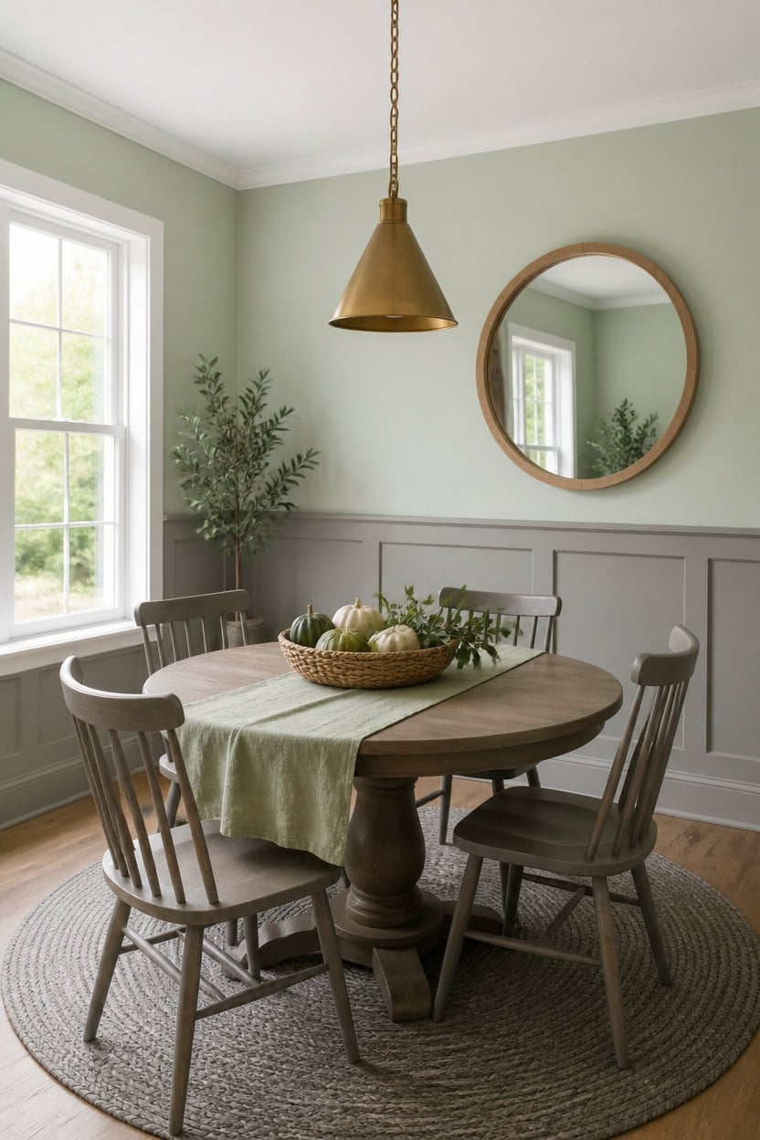 sage gray small diningroom scheme