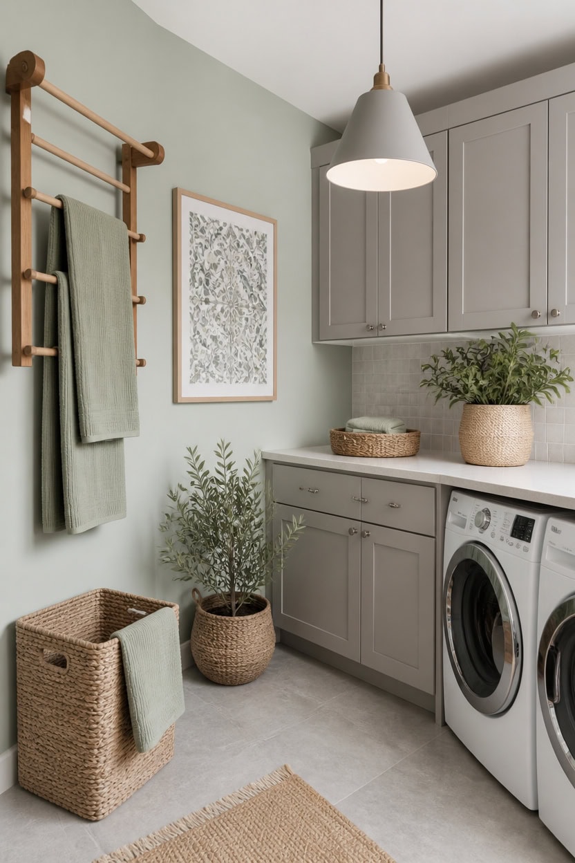 sage walls gray contrast