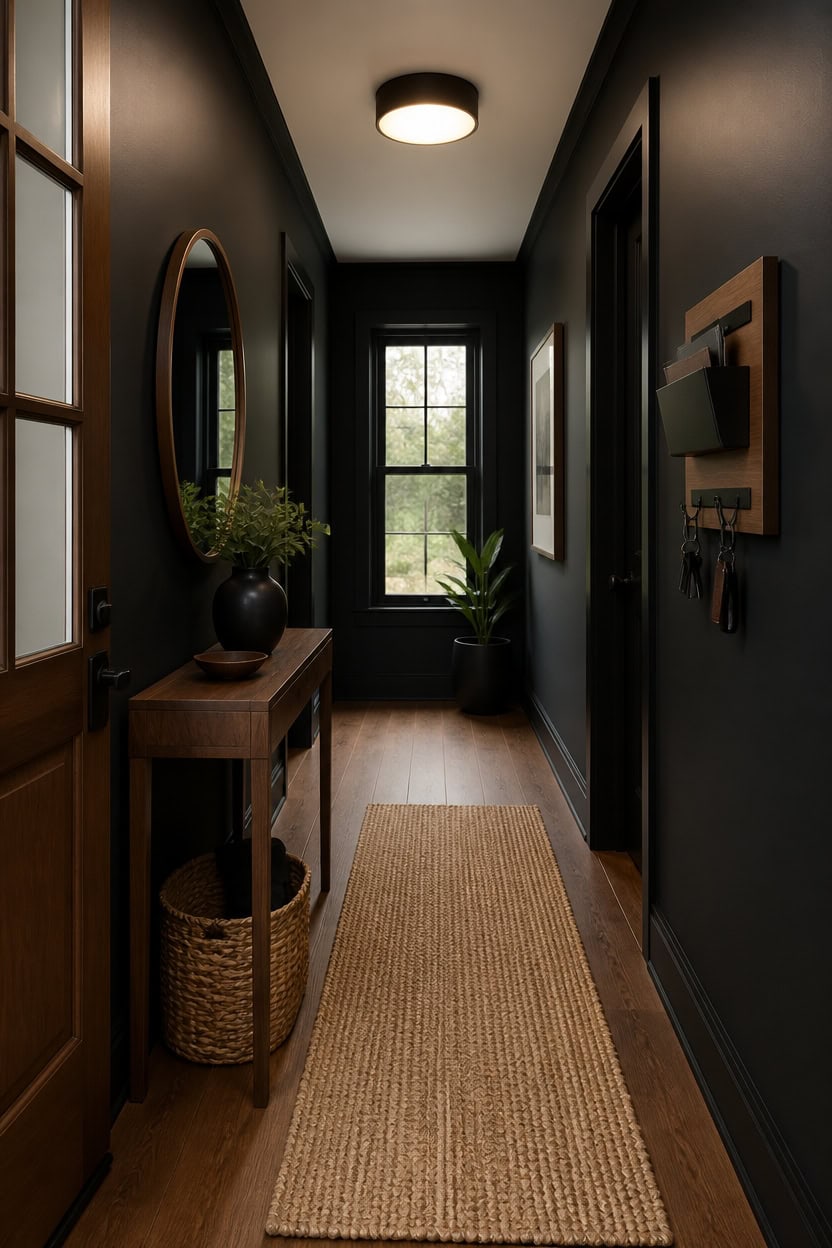 satin black hallway care