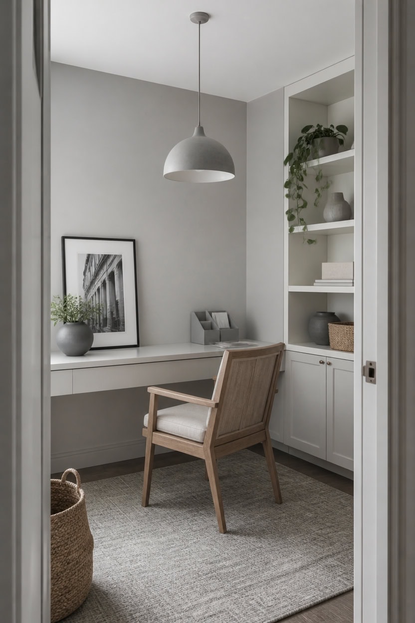 seamless gray and white workspace
