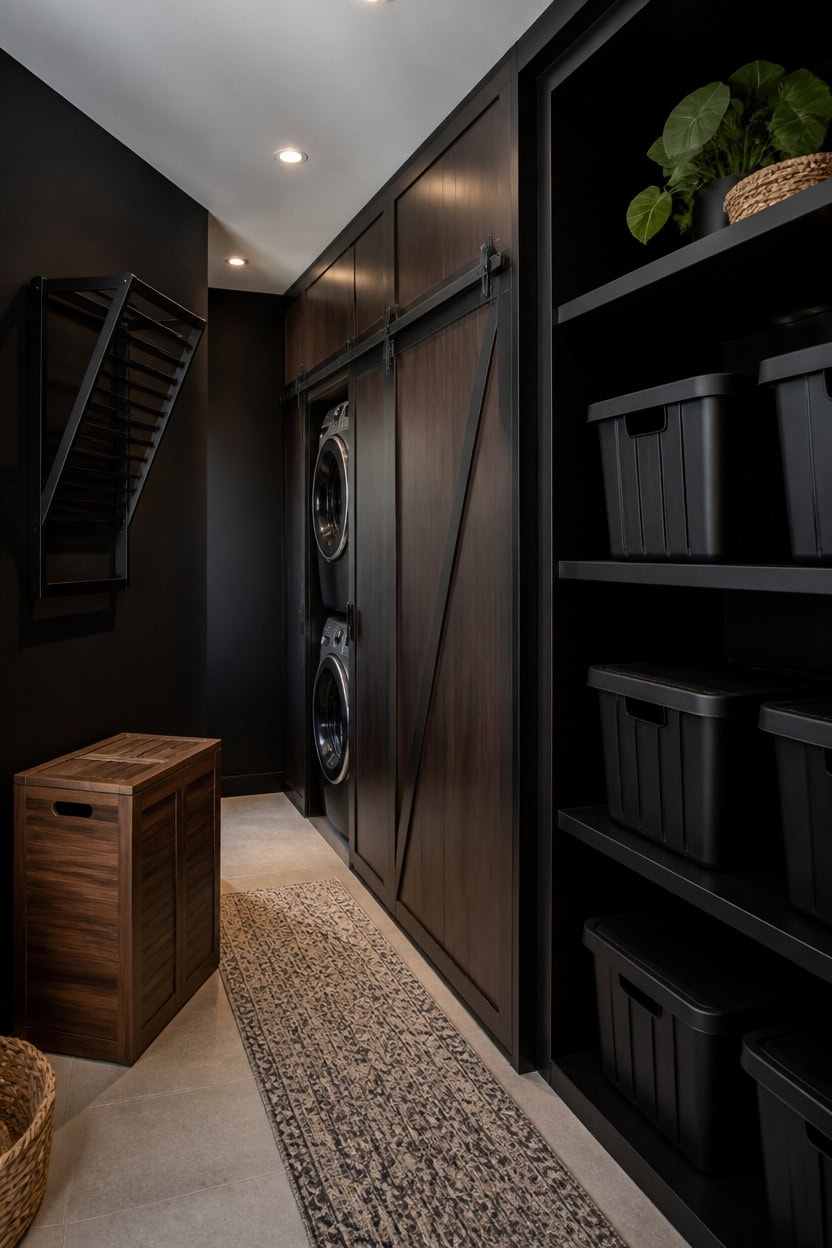 seamless matte black laundry enclosure