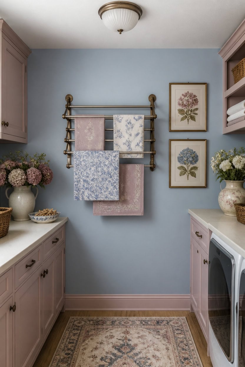soft blue and mauve farmhouse