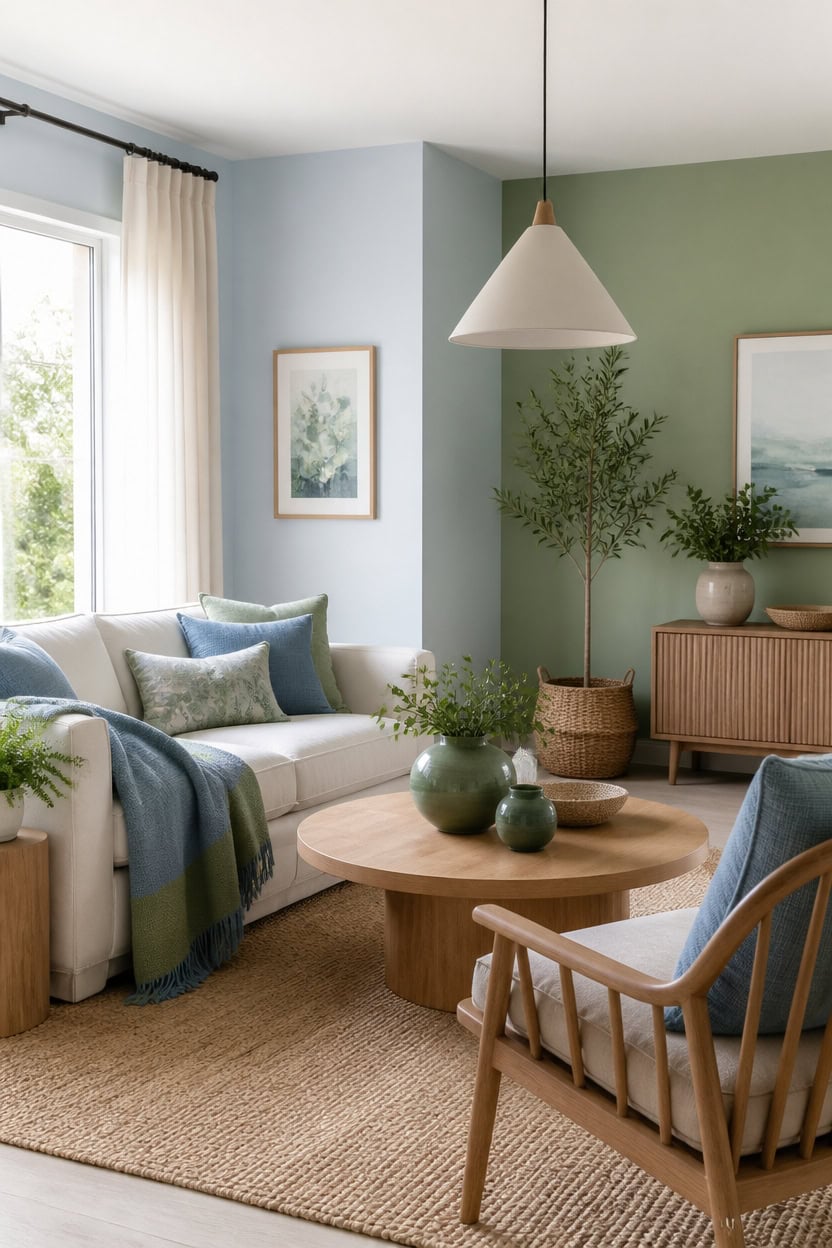 soft blue green airy room