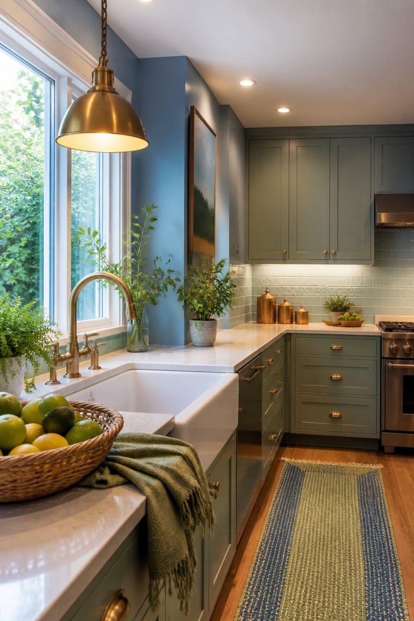 soft blue green brass glow