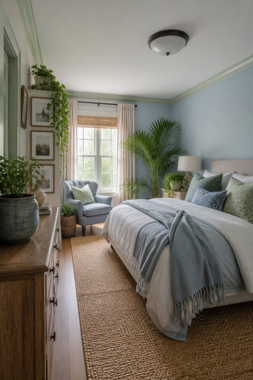soft blue green plant filled retreat