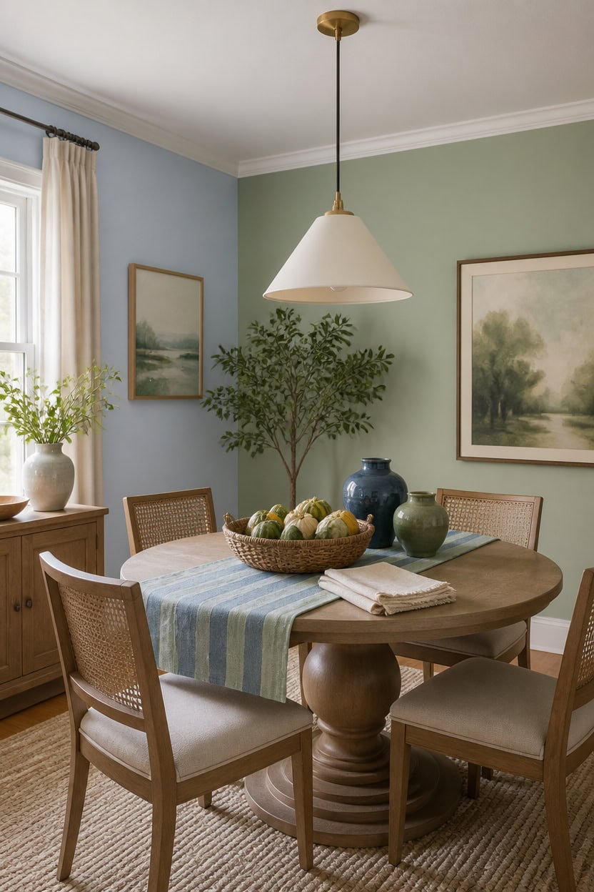 soft blue green timeless dining