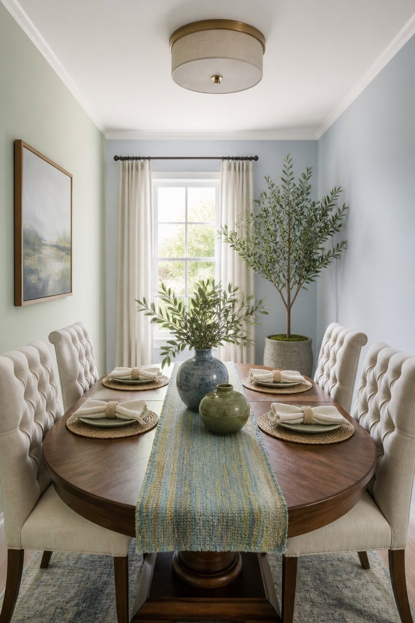 soft blue led dining retreat