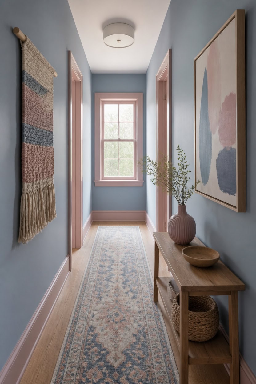 soft blue mauve calming corridor