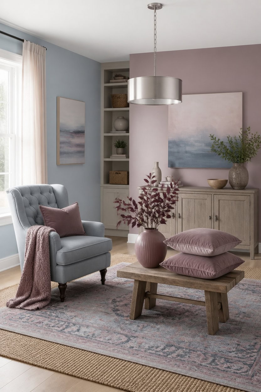soft blue mauve serenity scene
