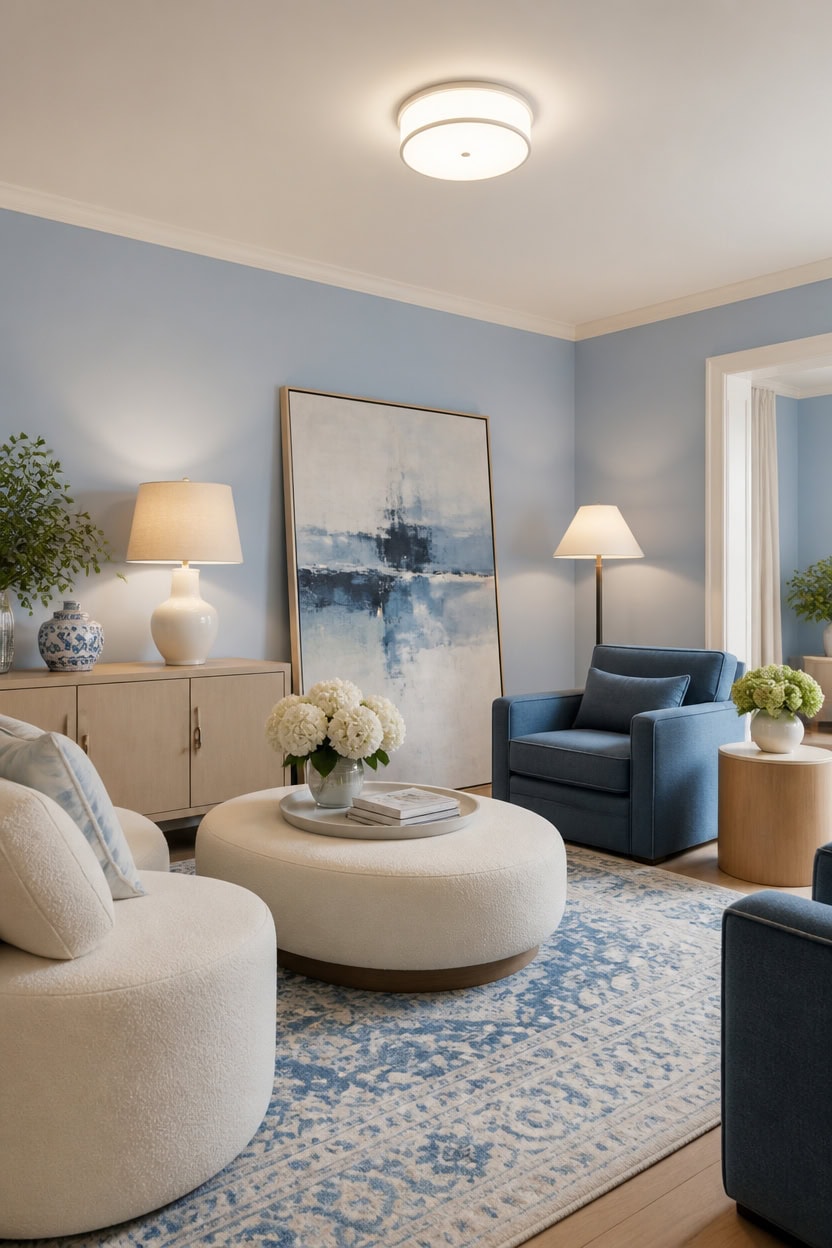soft blue warm layered lighting