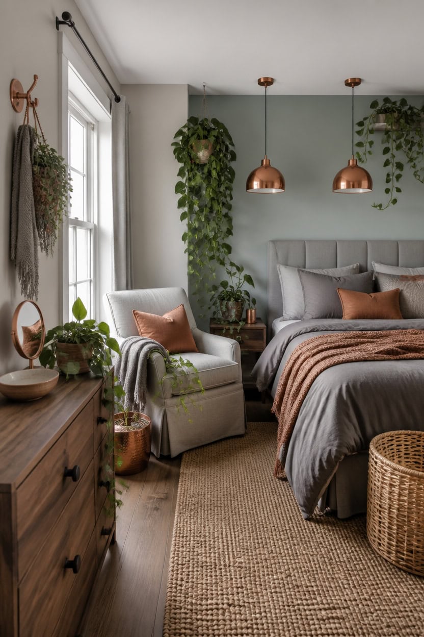 soft gray copper greenery