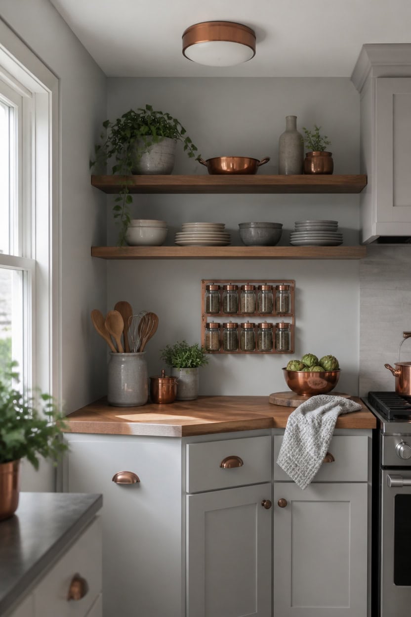 soft gray corner prep station