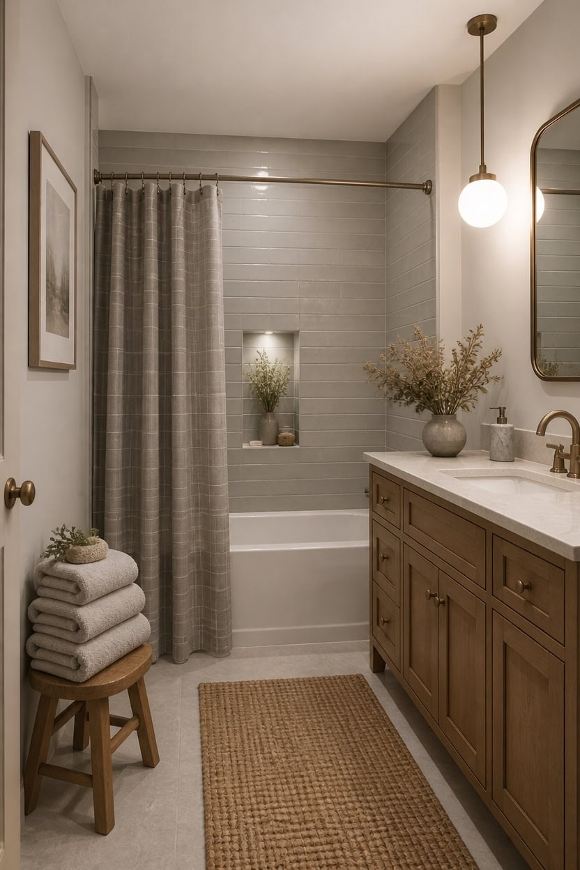 soft gray subway shower vignette
