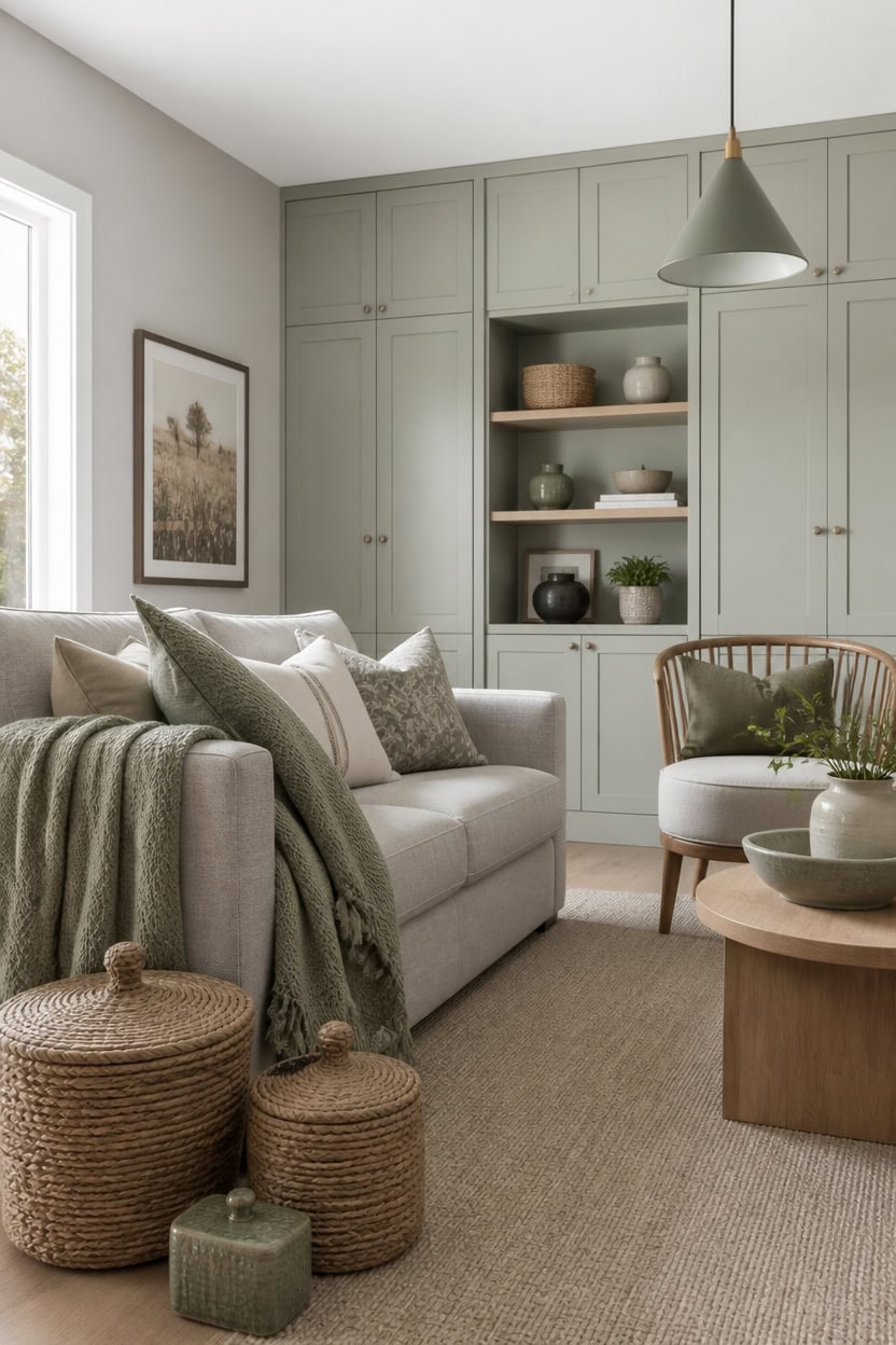 soft green gray concealed storage