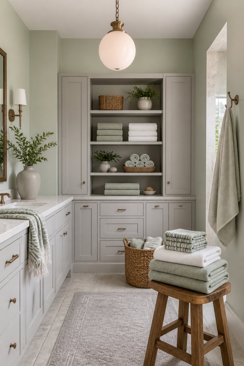 soft green gray towel vignette