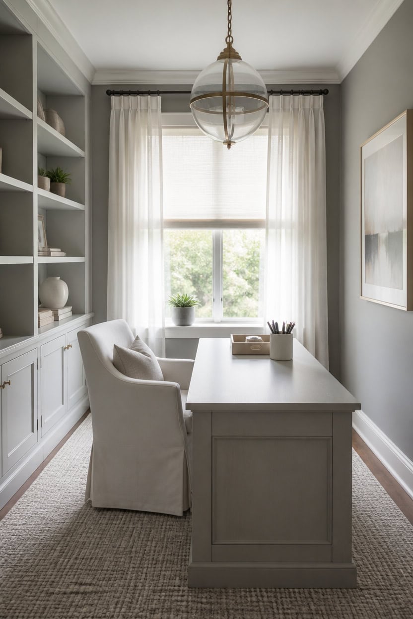 soft layered neutral window vignette