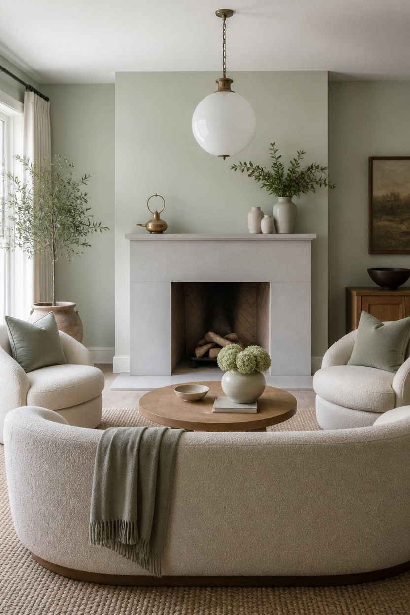 soft sage warm brass focal