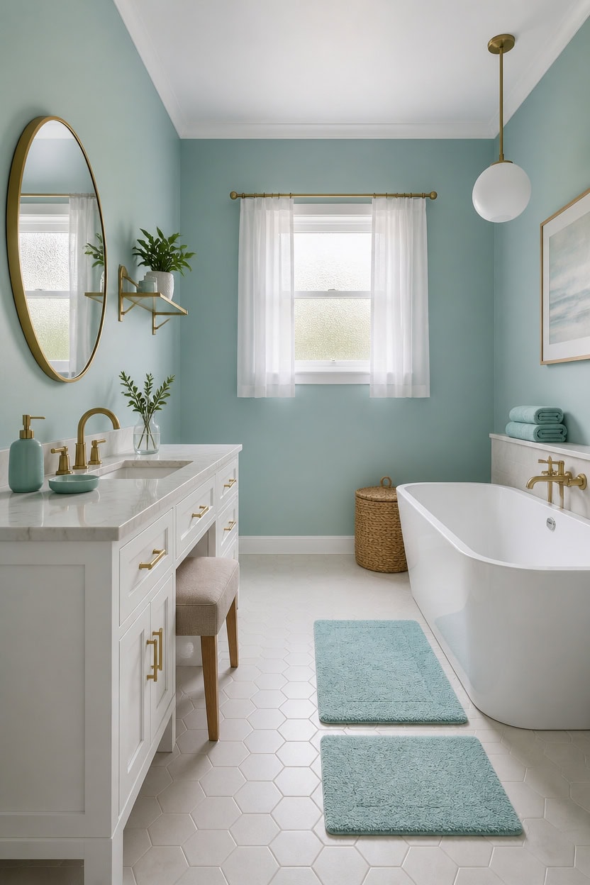 soft turquoise bathroom retreat