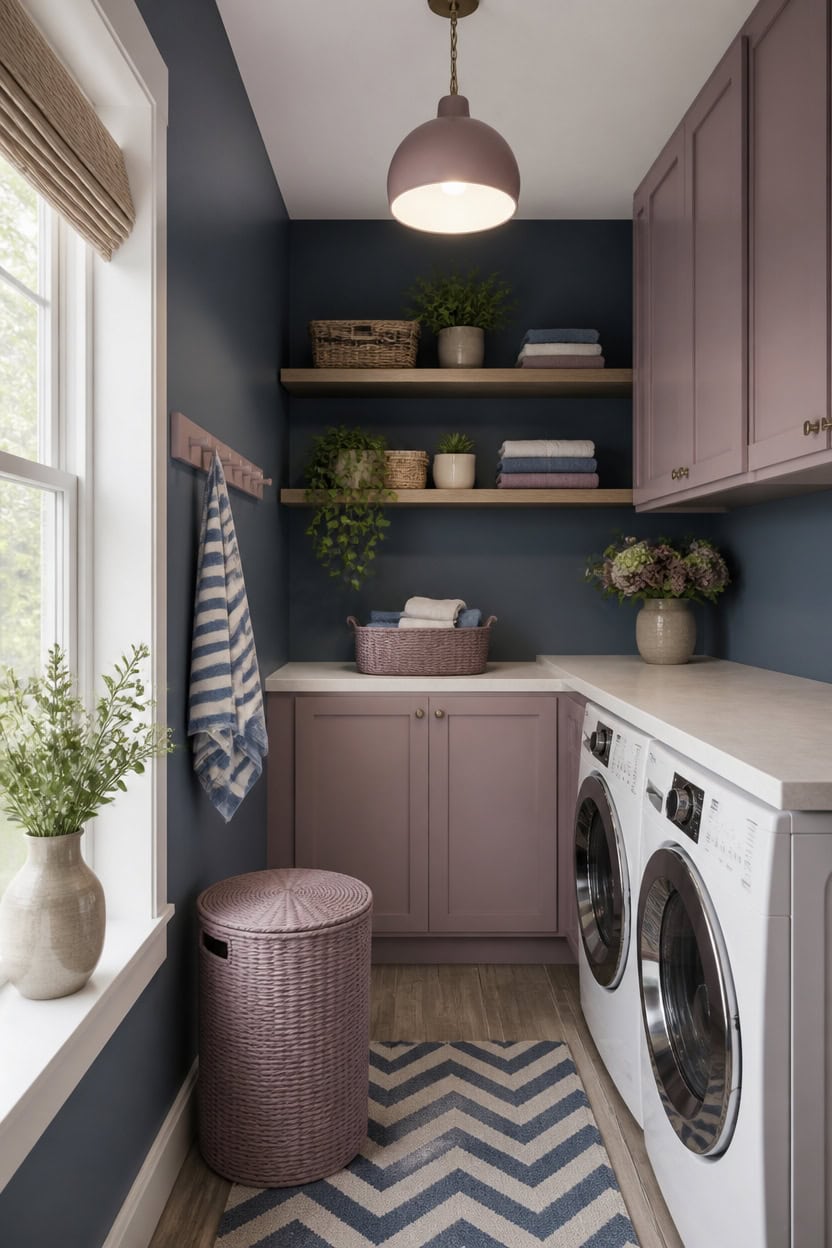 stacked laundry mauve accents