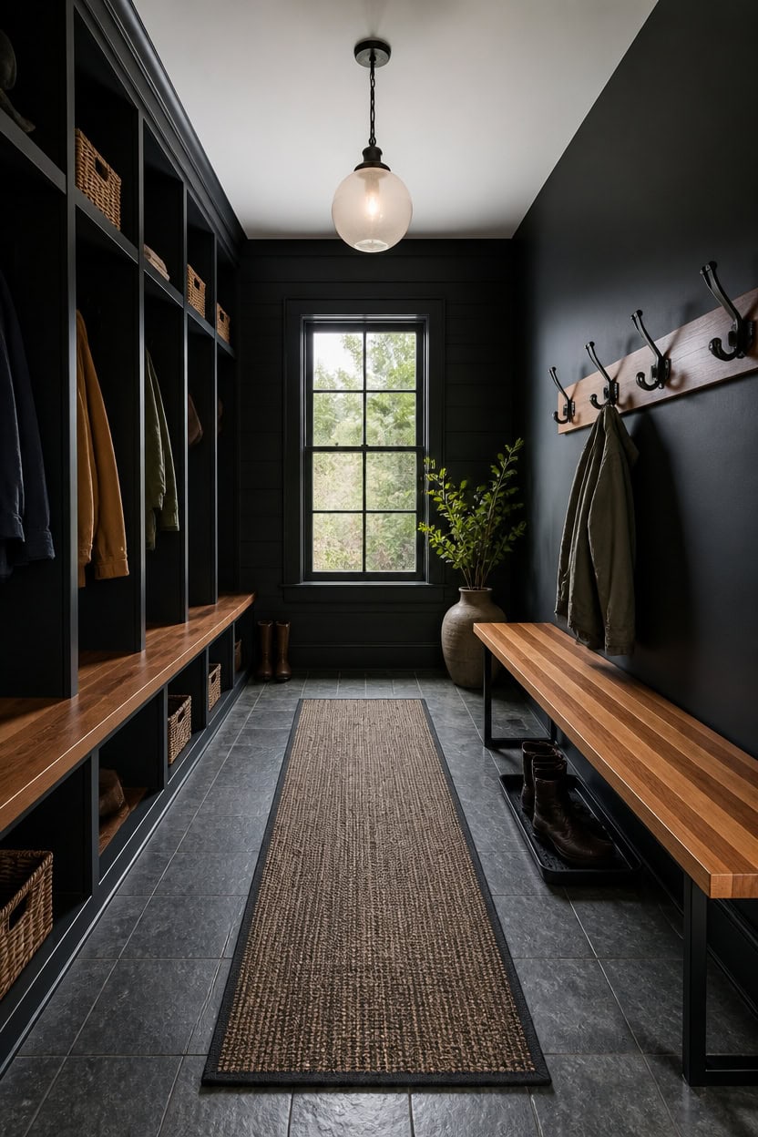 steel wood black accents