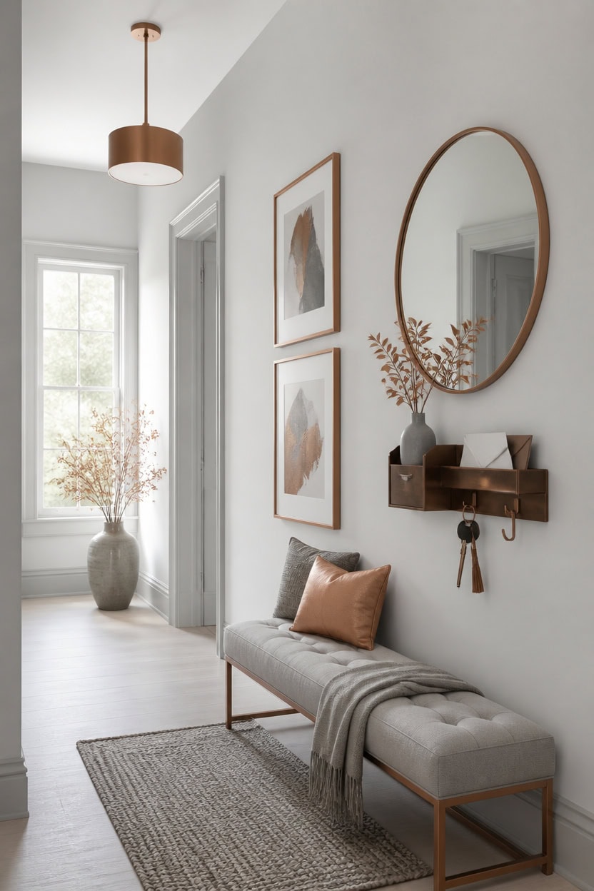 subtle grays copper focal point