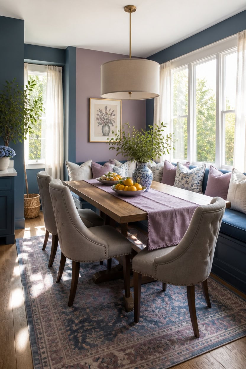 sunlit blue mauve alcove