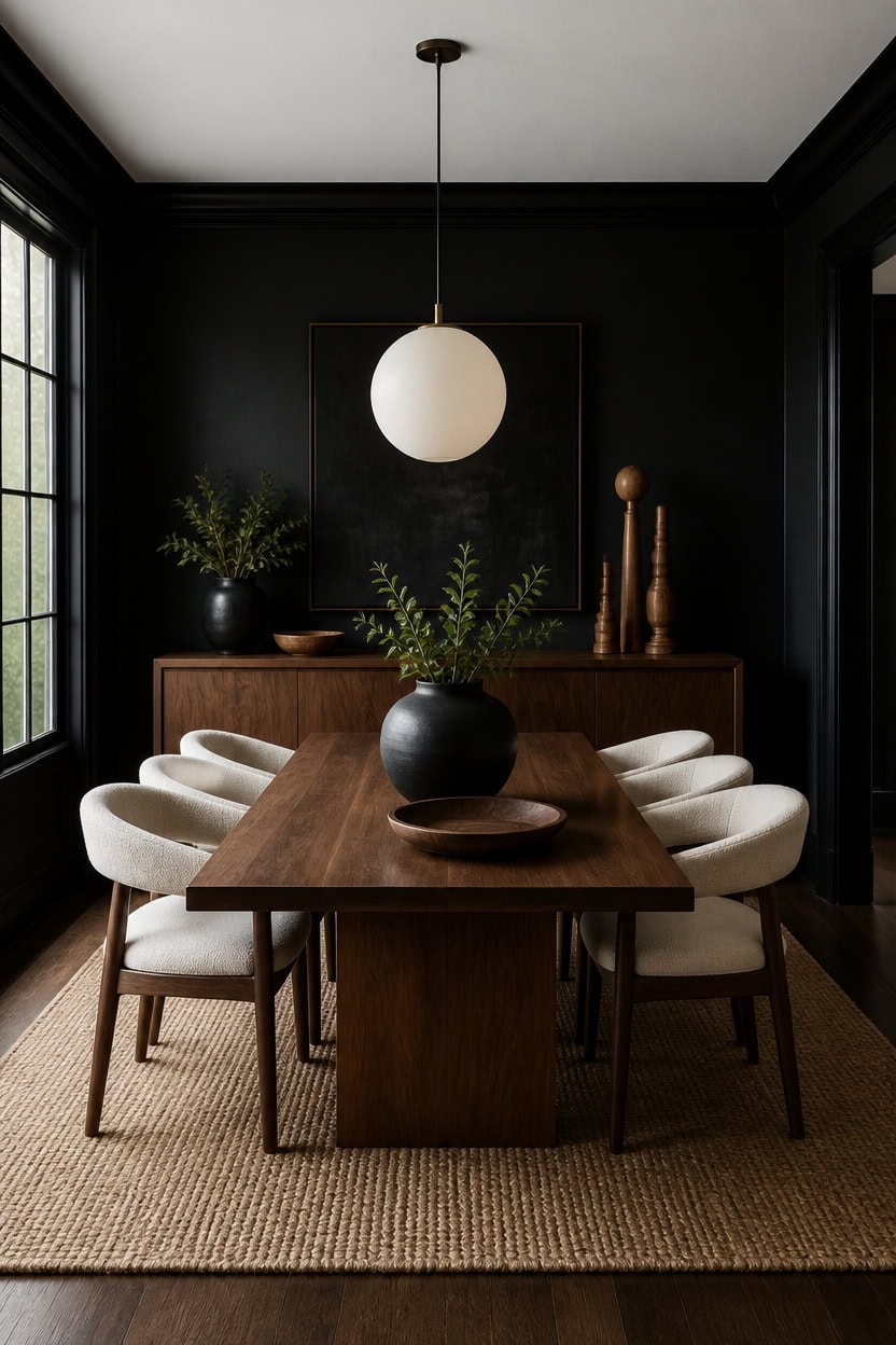 table centered anchored blackened