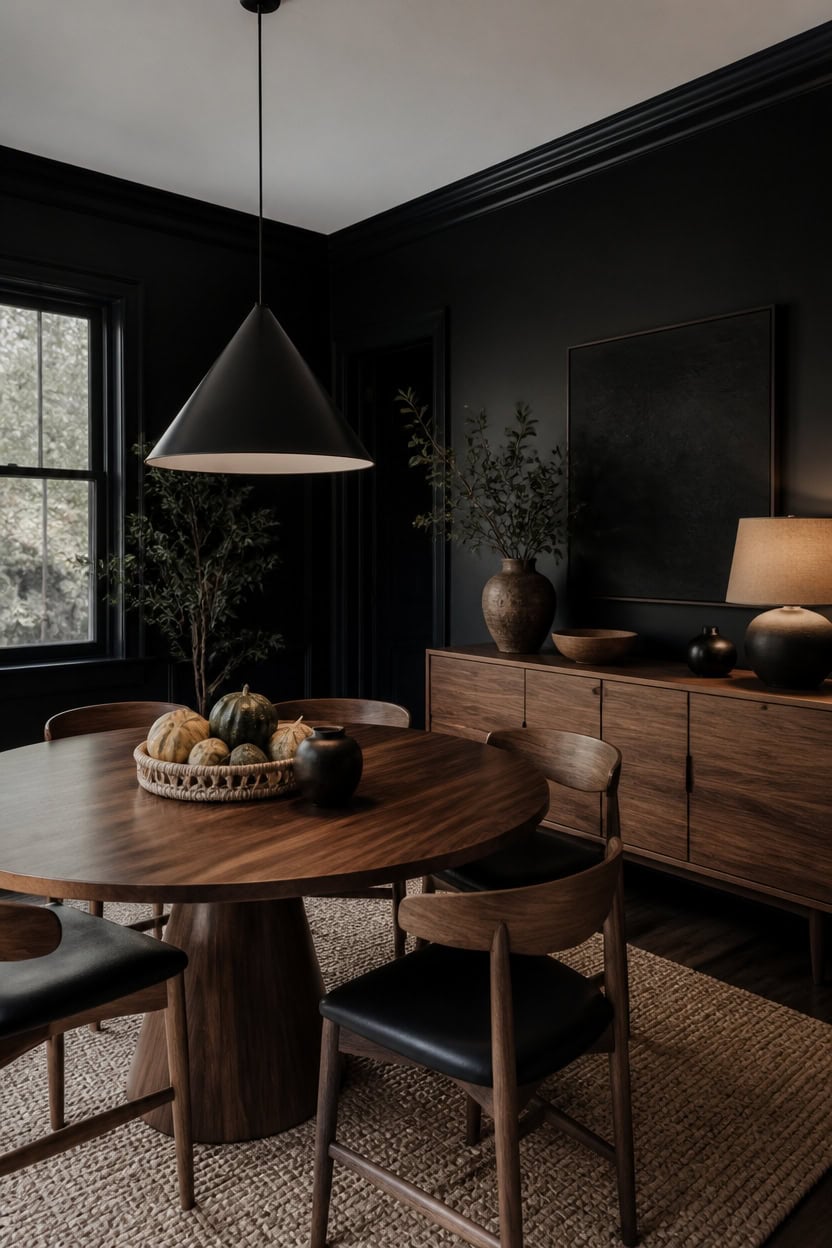 table forward black wood vignette