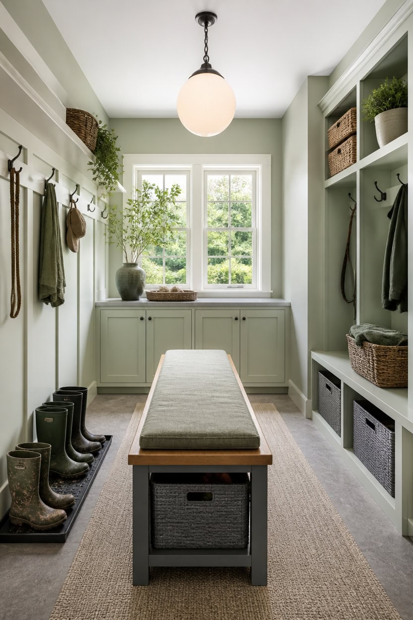 teak bench mudroom refresh