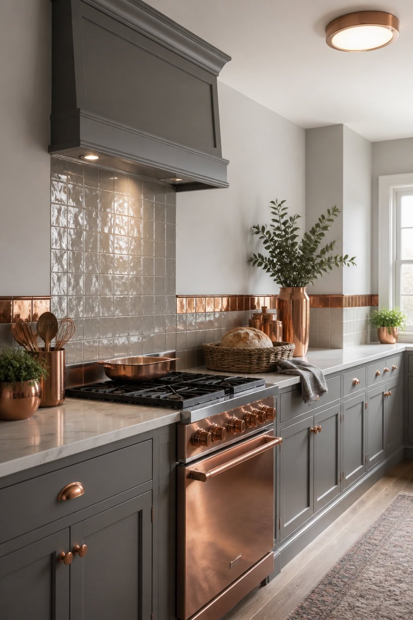 textured backsplash framed in gray