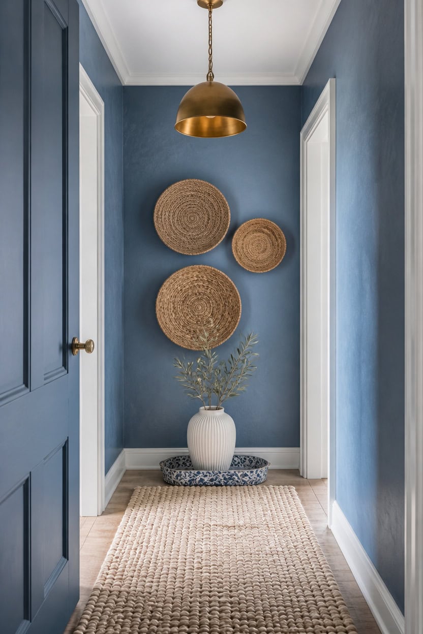 textured blue hallway accents
