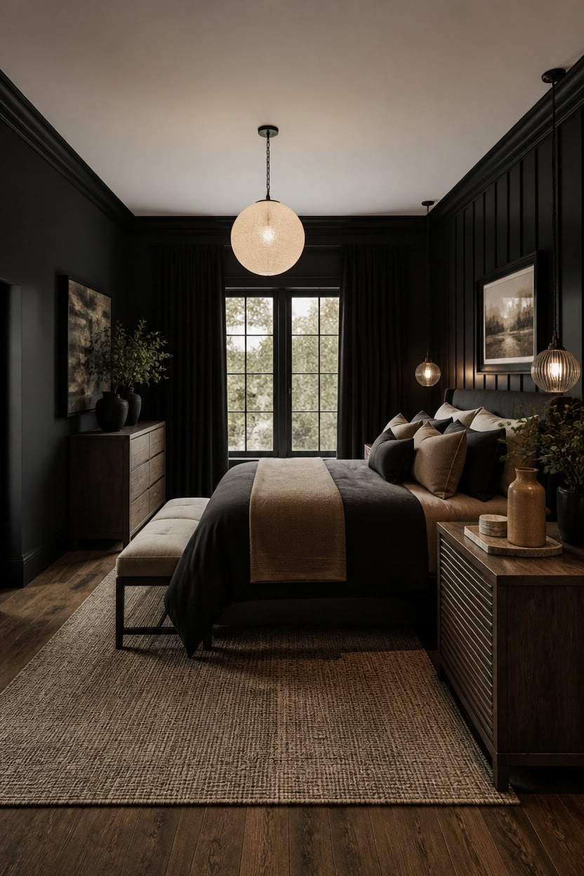textured nightstands warm blacks