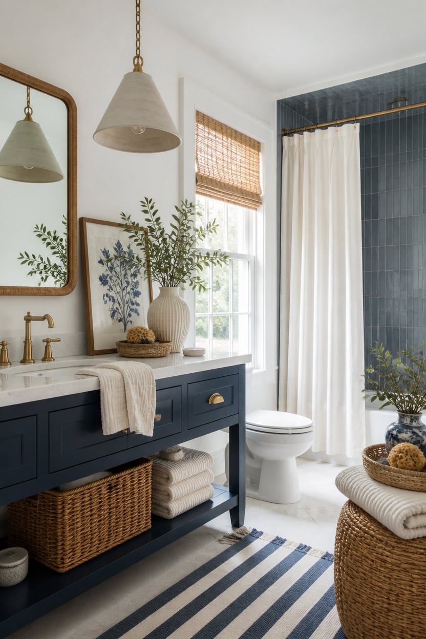 textured two white bathroom vignette