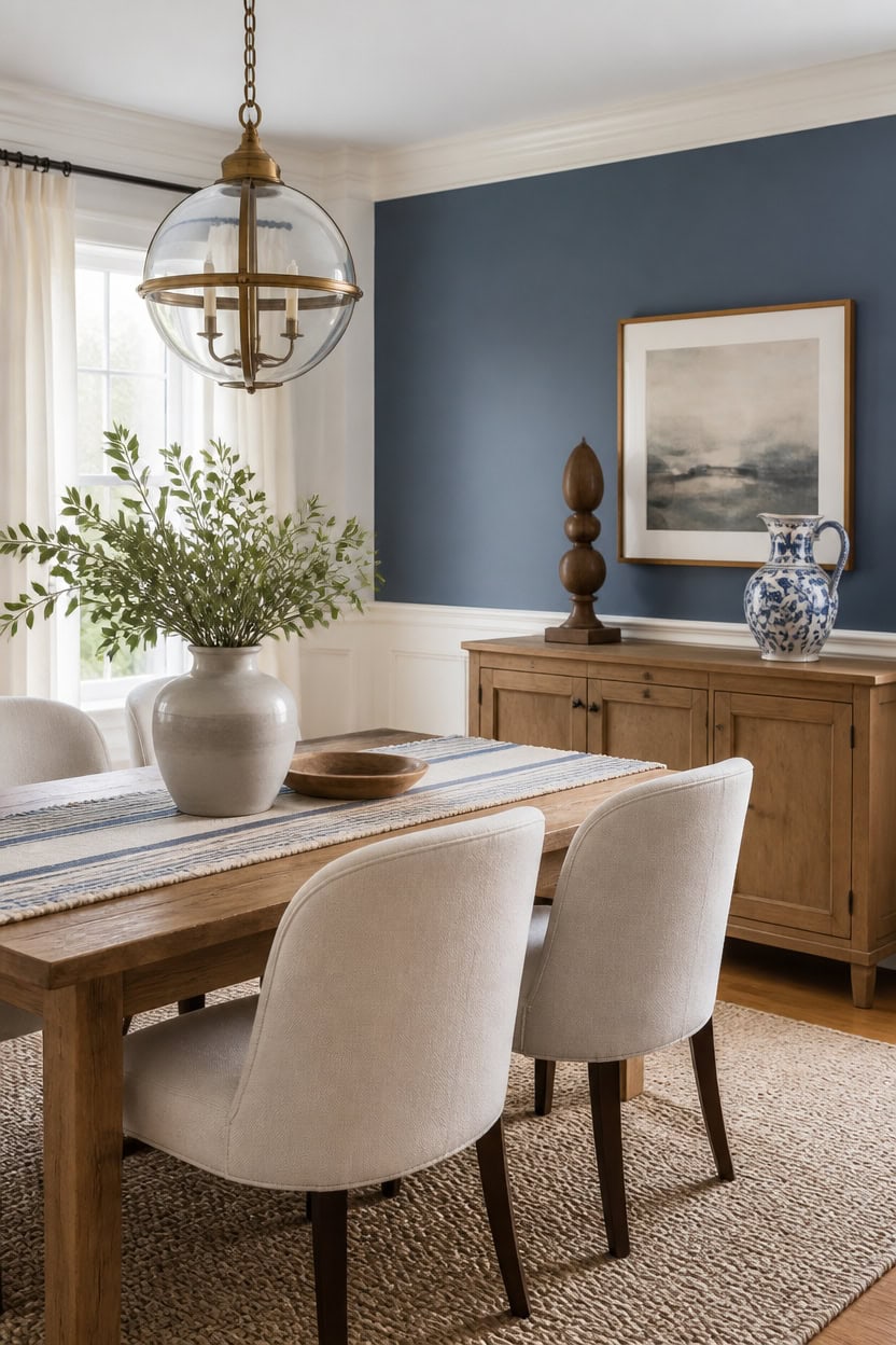 timeless blue and white dining
