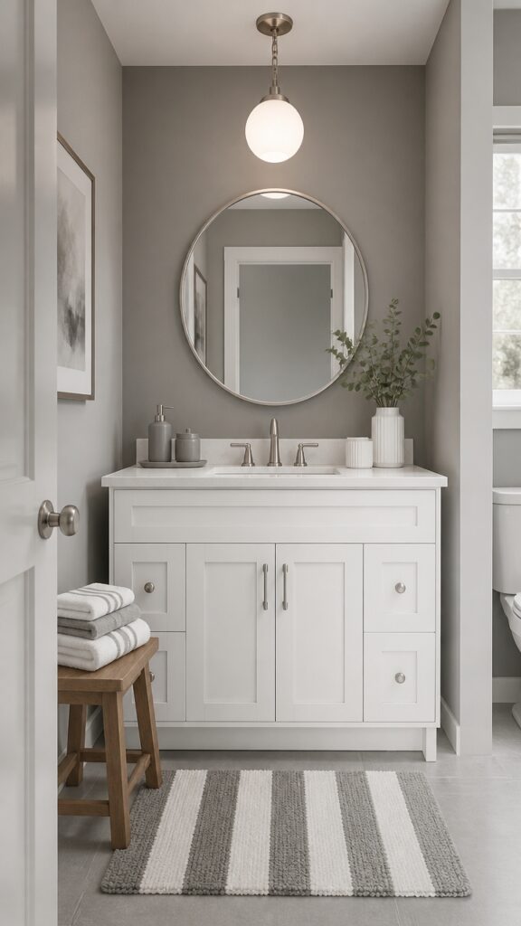 Why a Gray and White Bathroom Never Has to Explain Itself