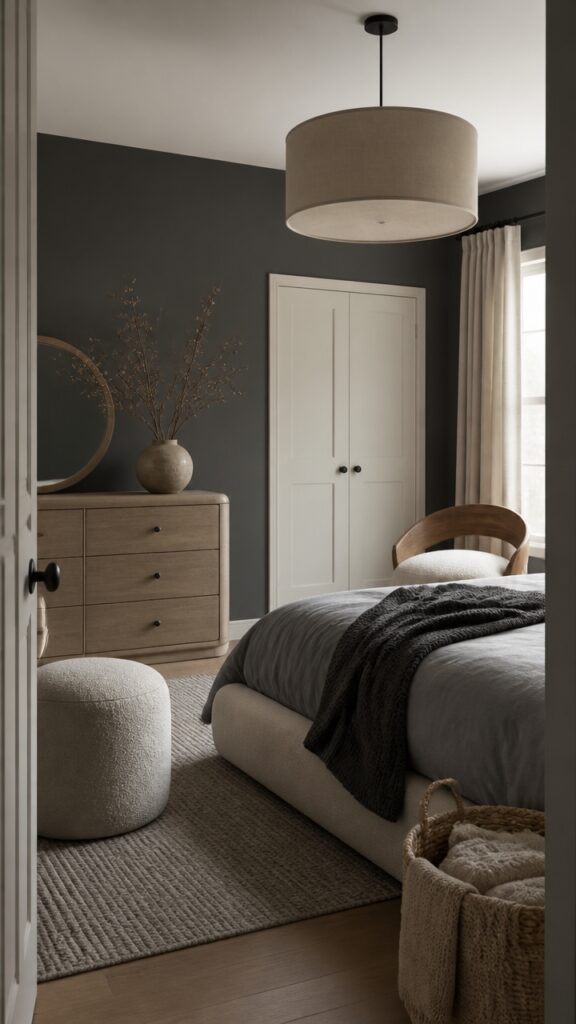 Dark Gray and Cream Bedroom for the Woman Still Figuring Out What Home Means