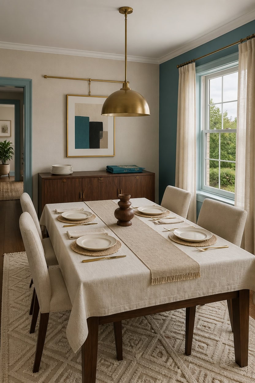 turquoise accent with ivory