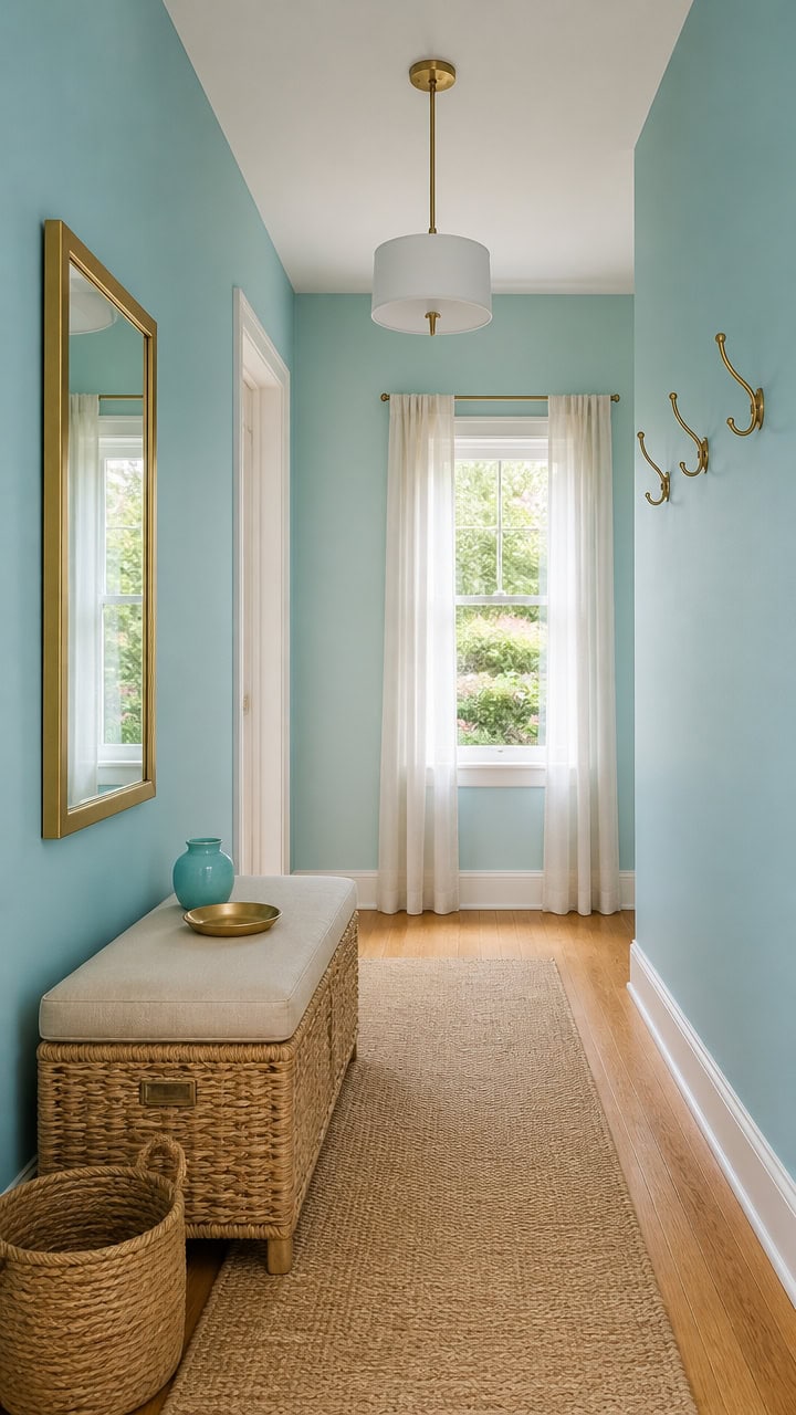 turquoise and gold entryway aesthetic