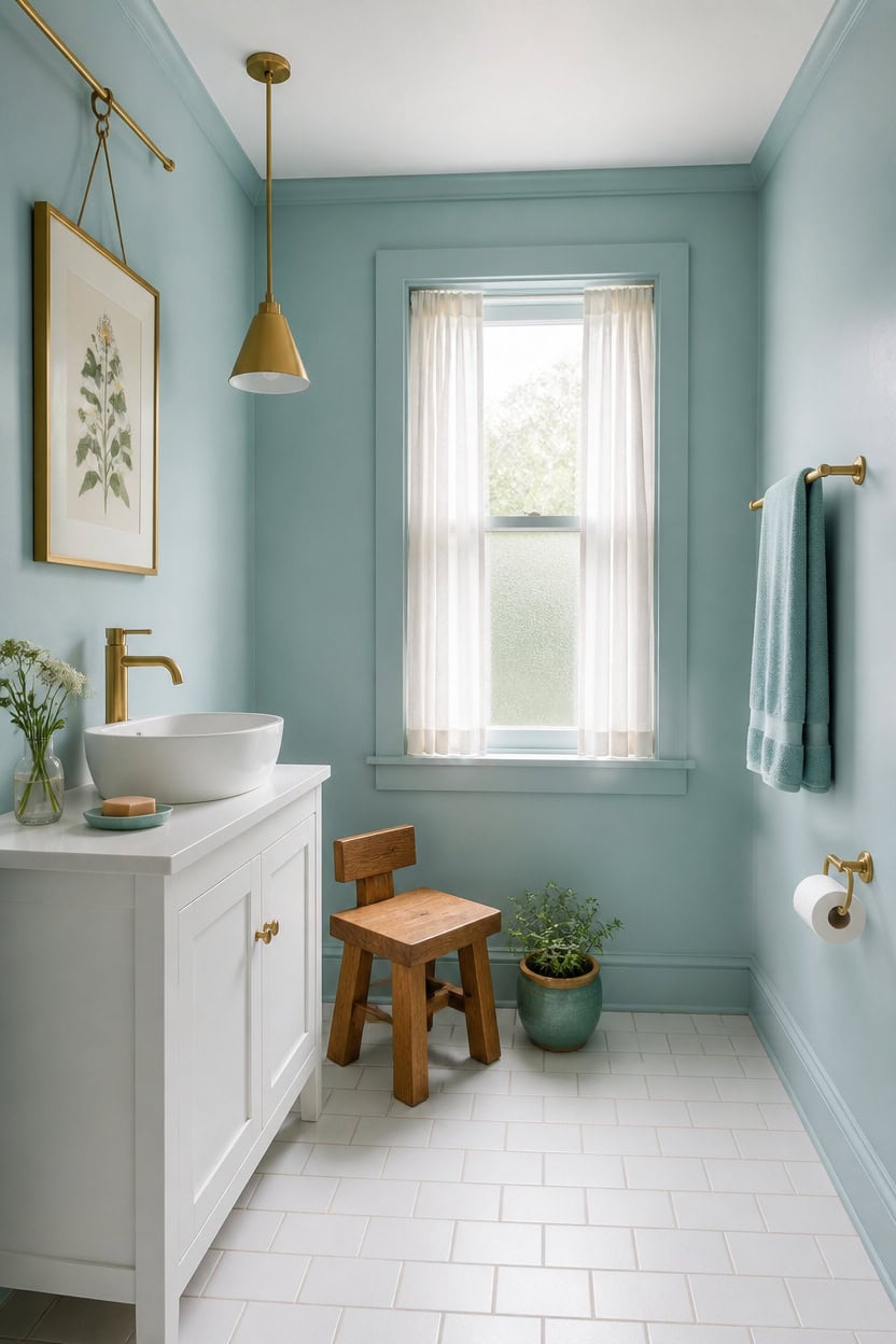 turquoise bathroom gold accents