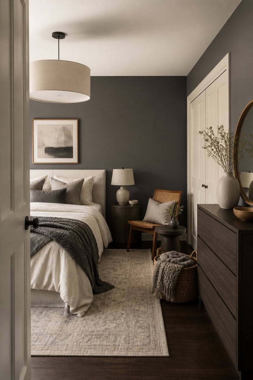 two tone unfinished cozy bedroom