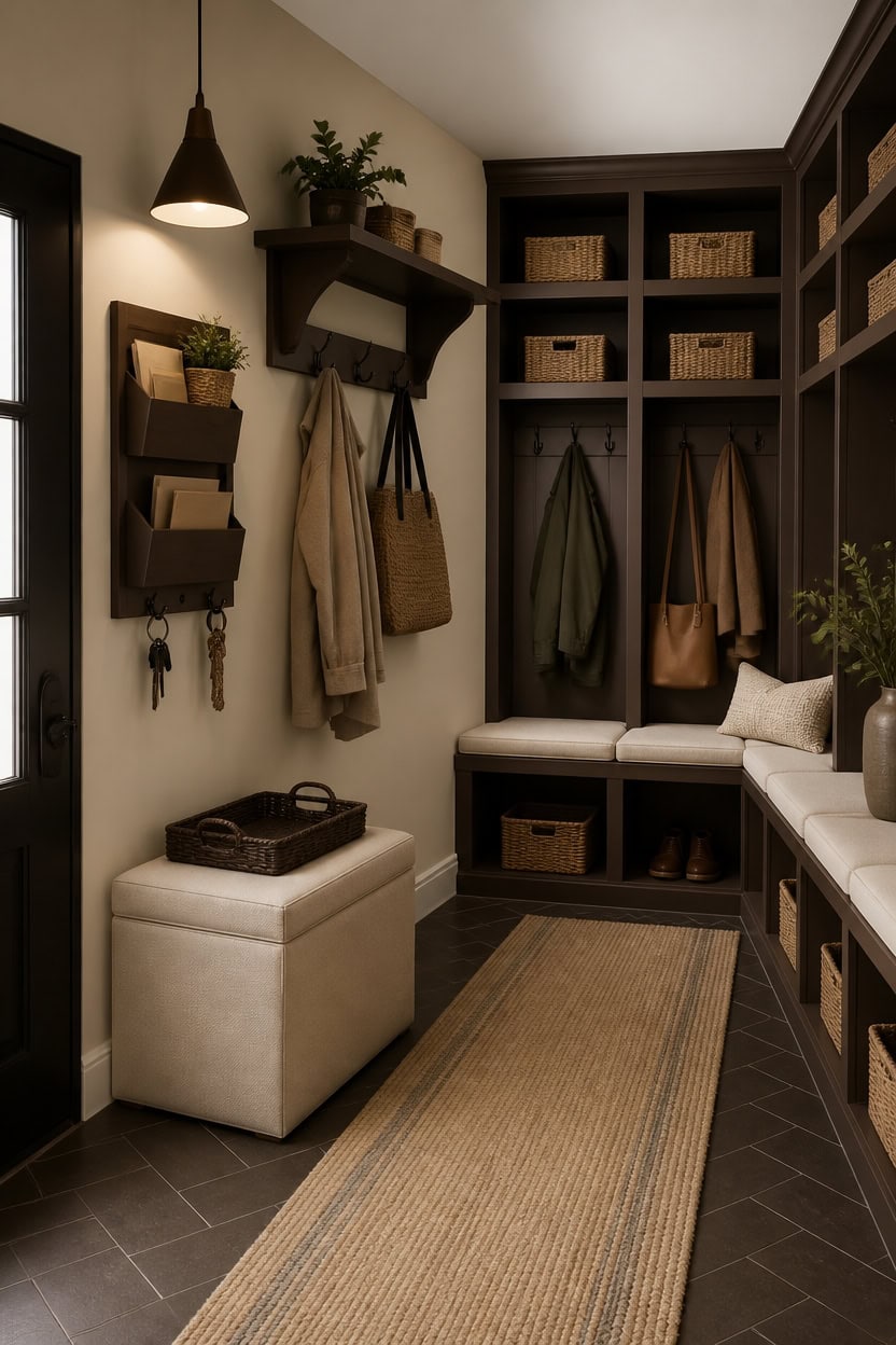 u shaped reachable entryway storage