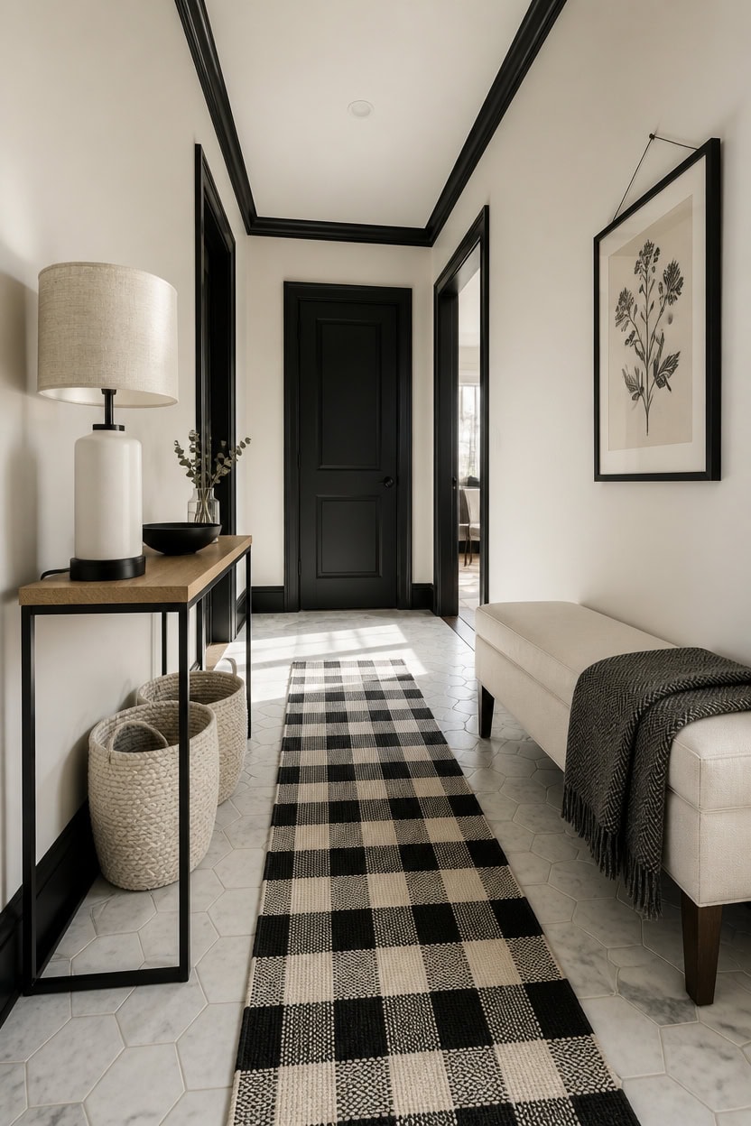 value contrasting black and white hallway