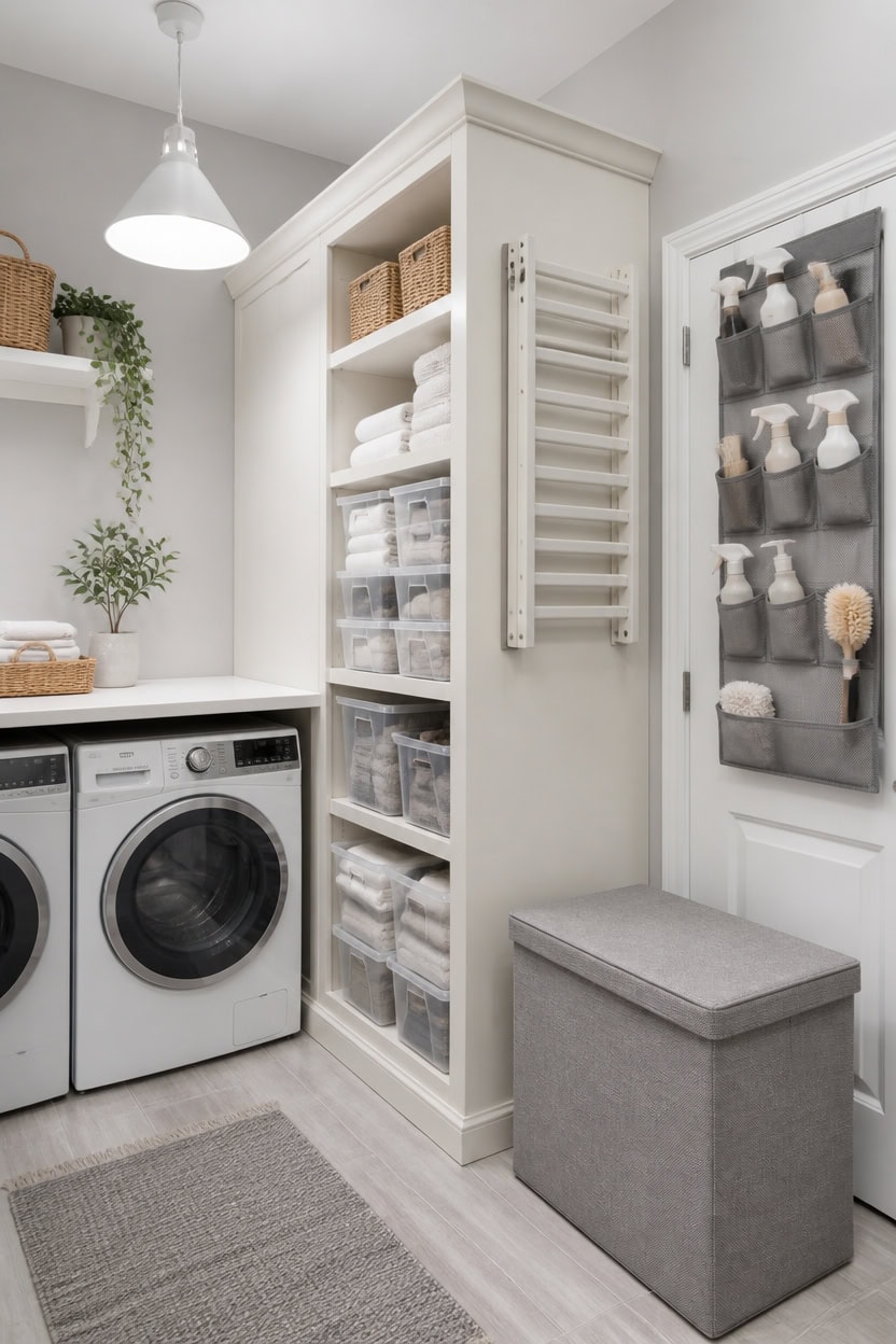 vertical light gray laundry makeover