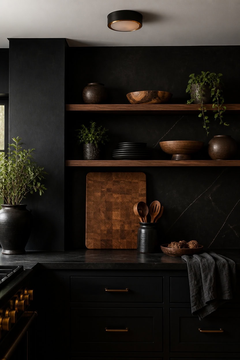 walnut board against black
