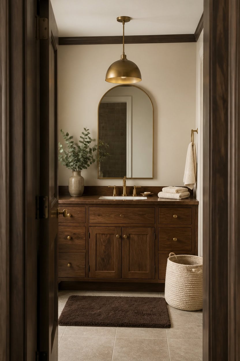 walnut vanity anchors cream