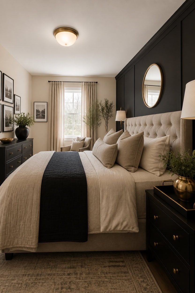 warm beige grounded black