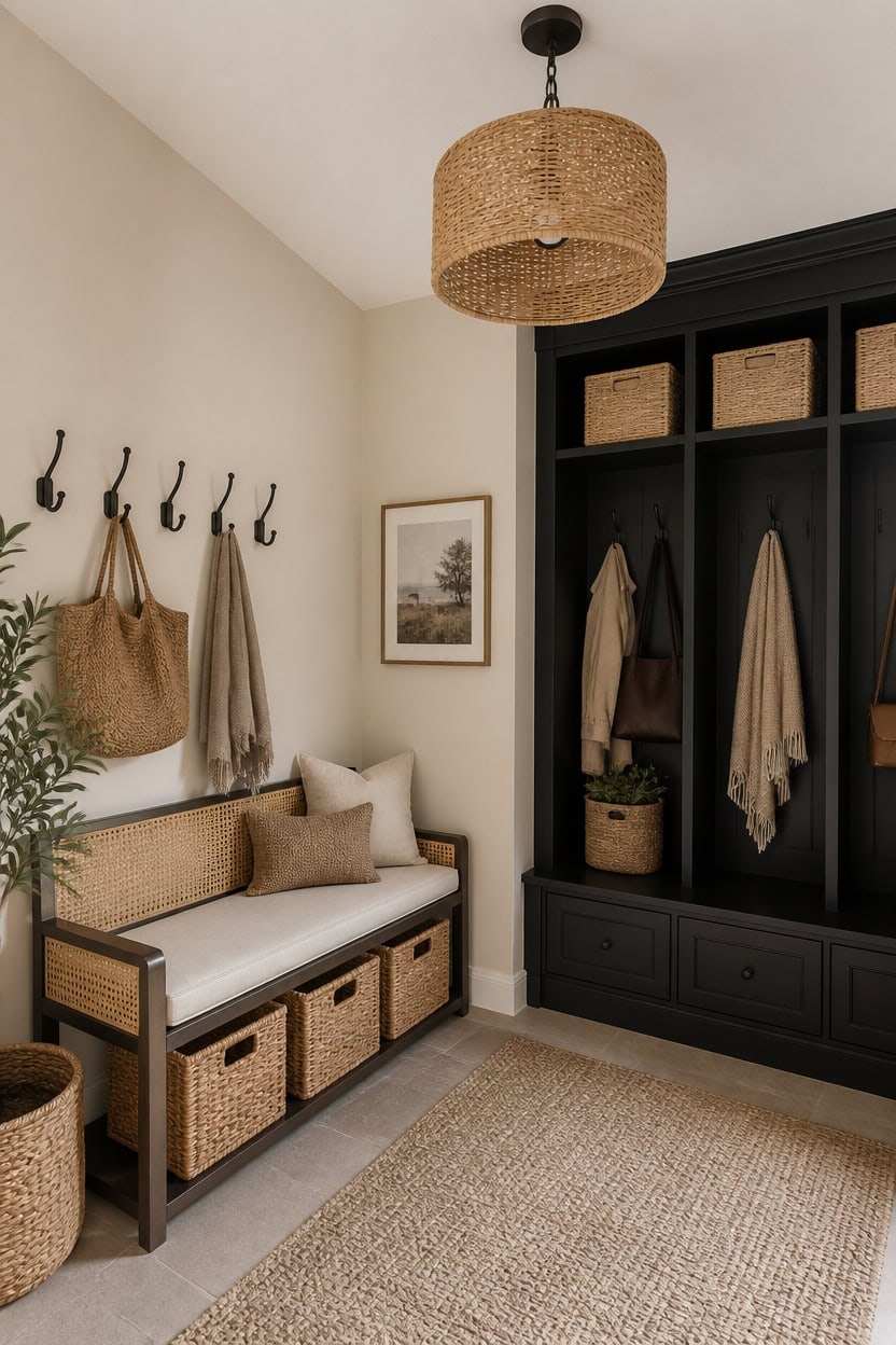 warm beige grounded black contrast